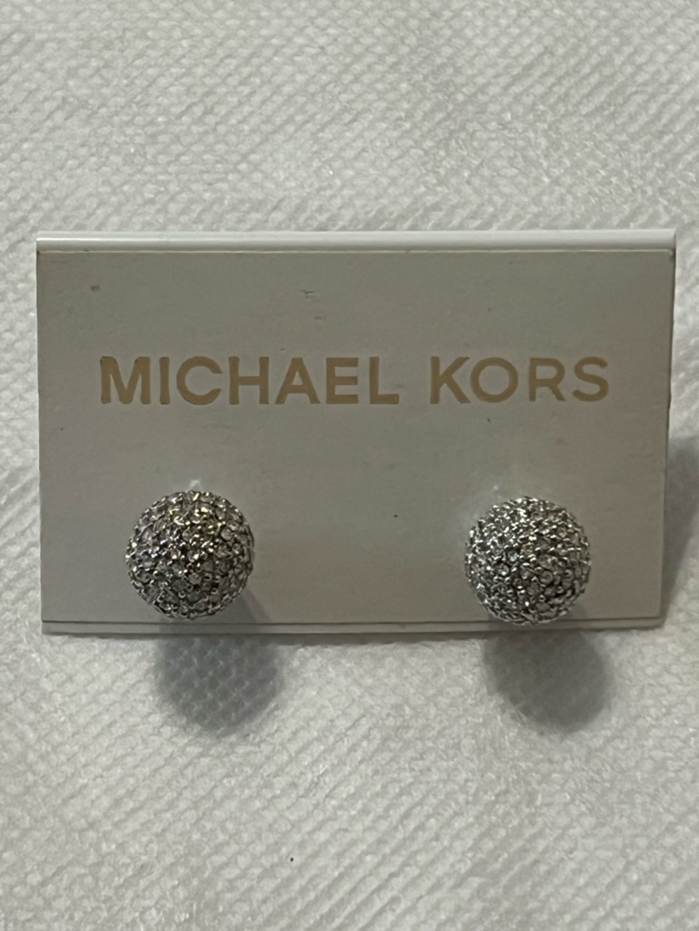 Michael Kors Silver Crystal Pave Sphere Stud Earrings